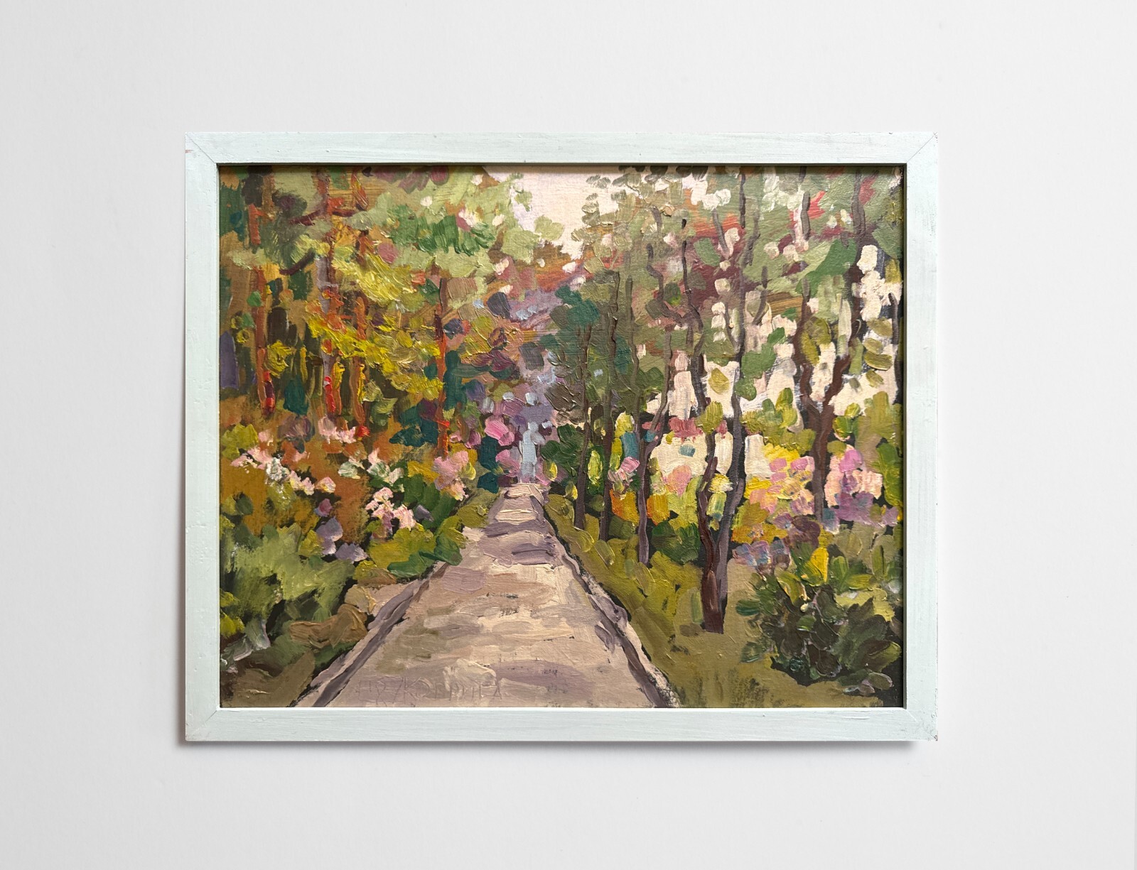 Oil painting Lviv Botanical Garden Ukrainian painter Canvas Framed original art