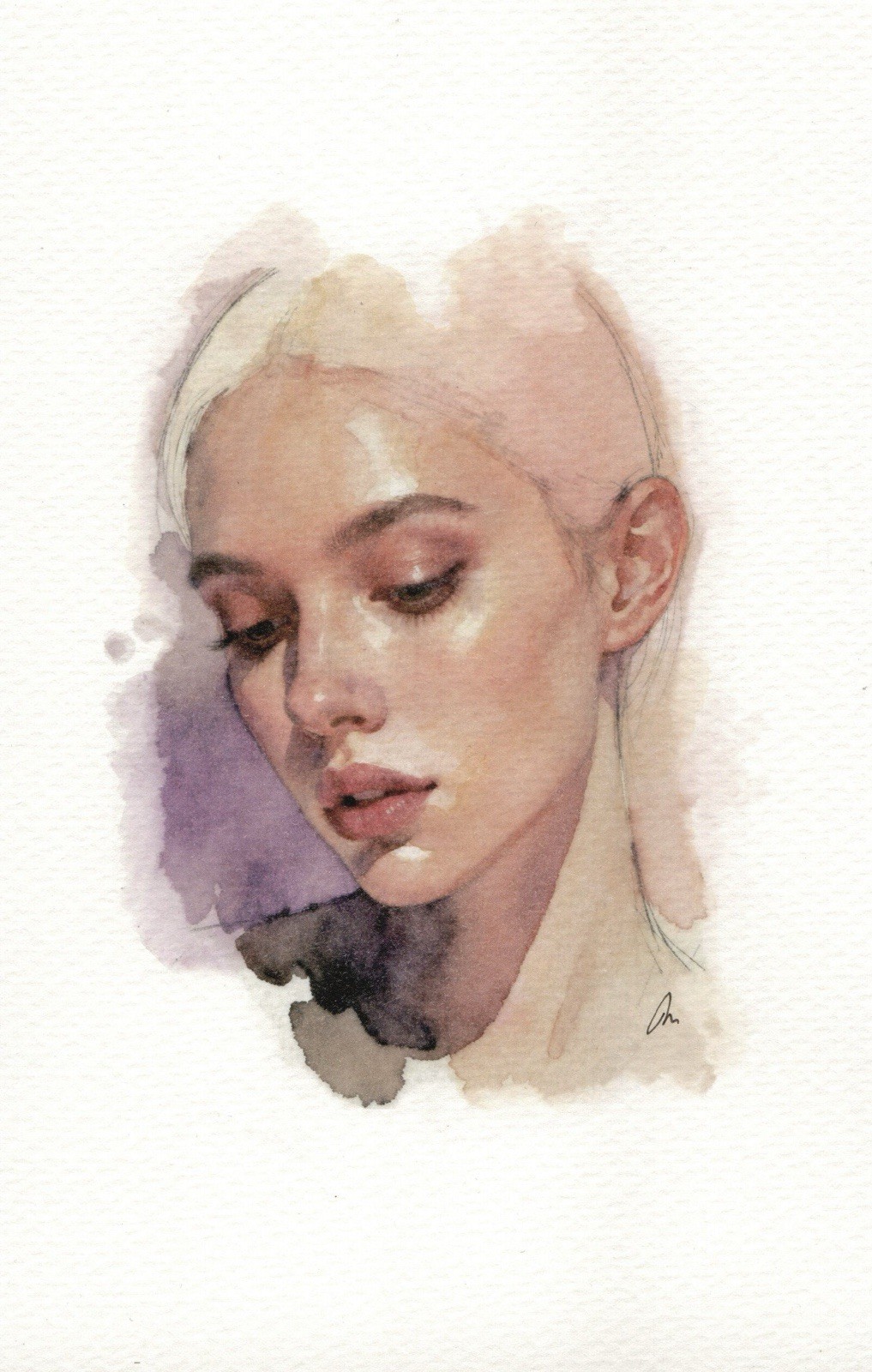 Original Female Figure Portrait Classical Painting 5.5×8.5 Book page
