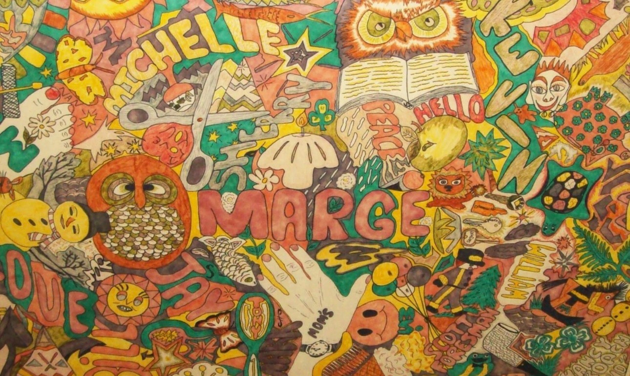Old Vtg 1970s Belleville Ill Watercolor Pen Painting Psychedelic Art Peace Love