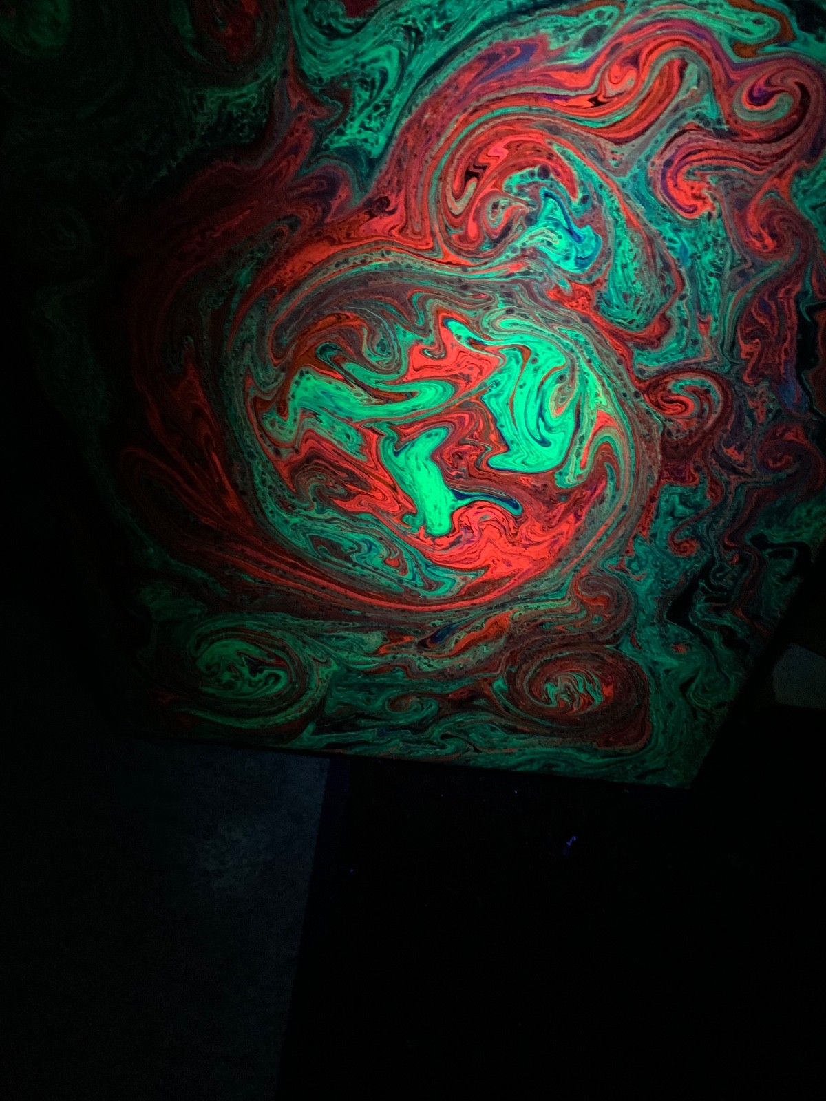 uv light reactive acrylic painting on a stretched canvas