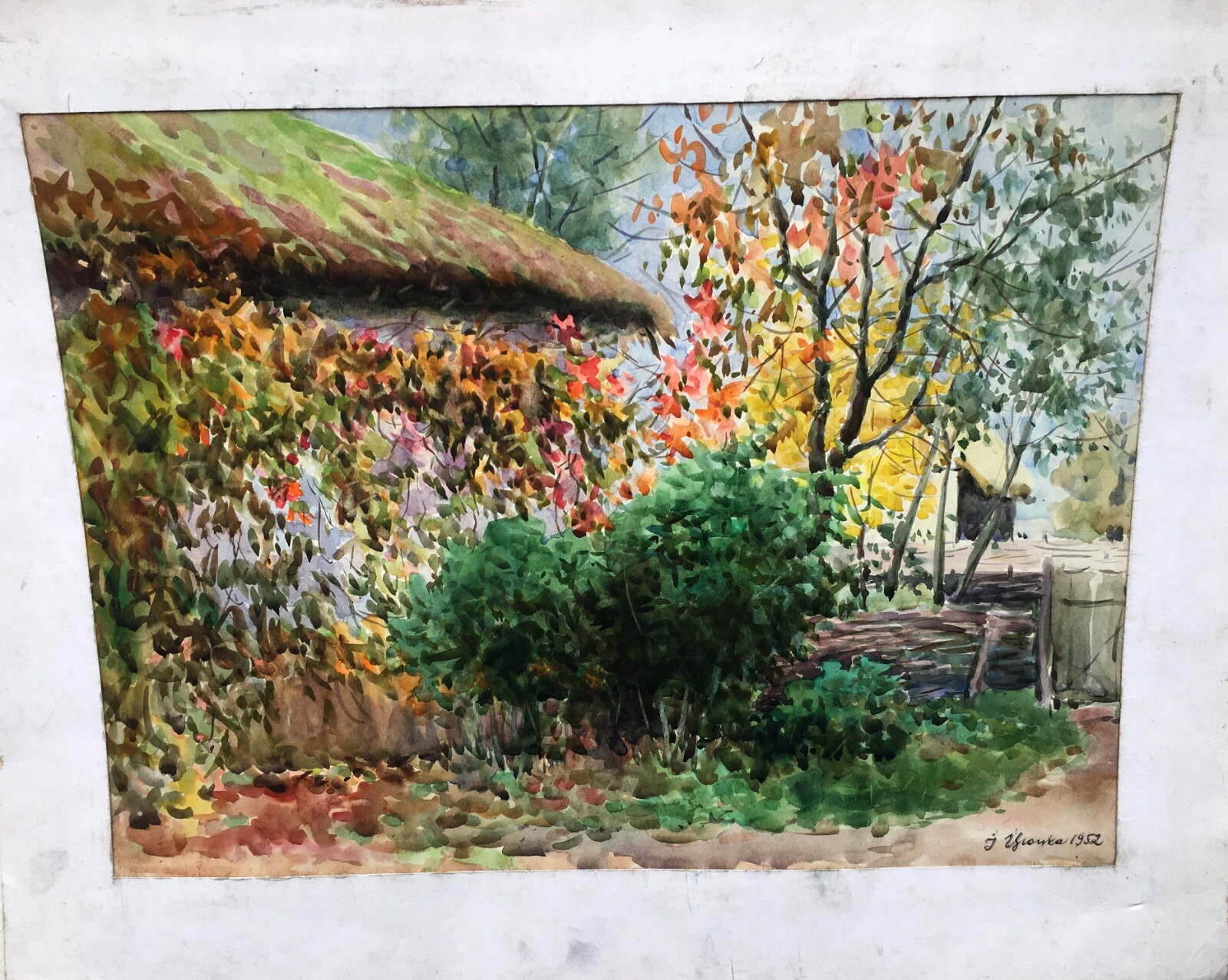 Watercolor Painting Unframed Courtyard Landscape I.Tsyupka Nature Painting n866