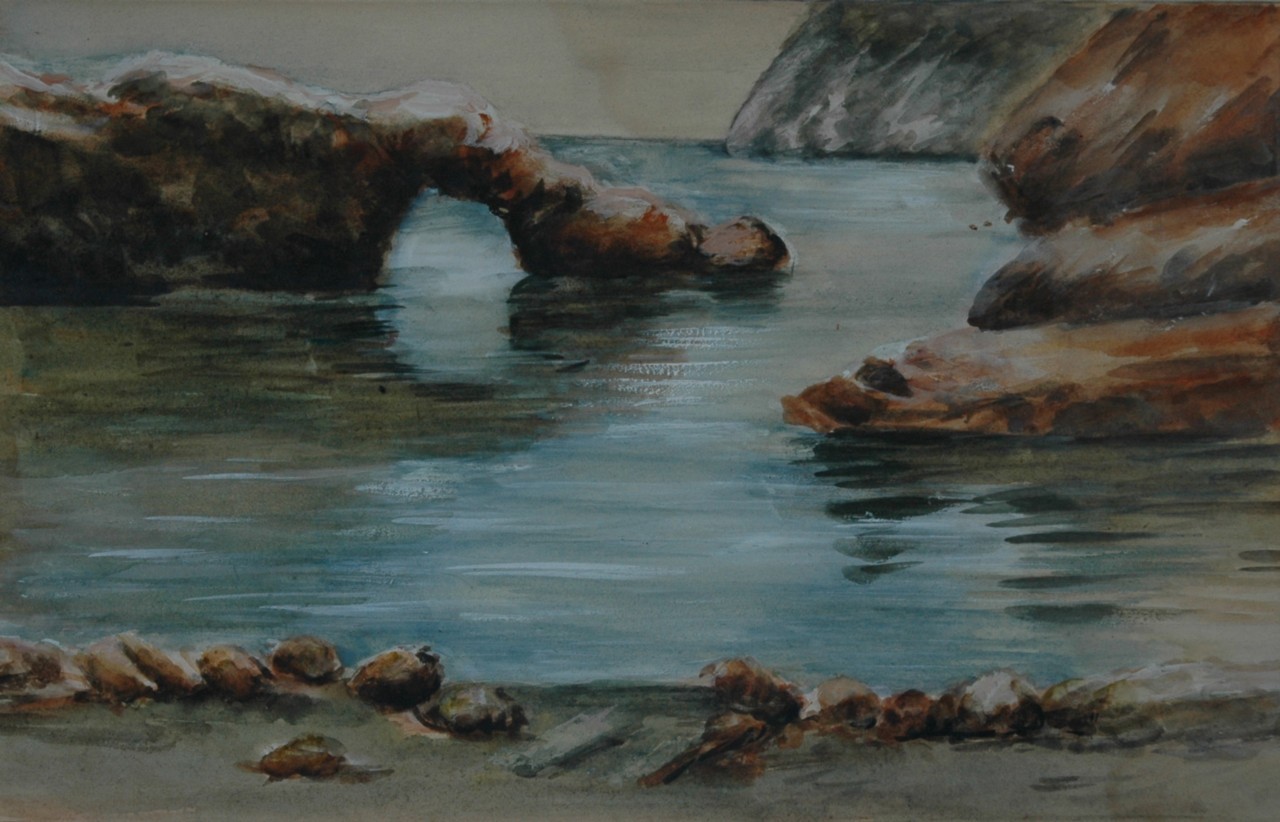 Original Watercolor Gouche Vintage Seascape H. C. K.