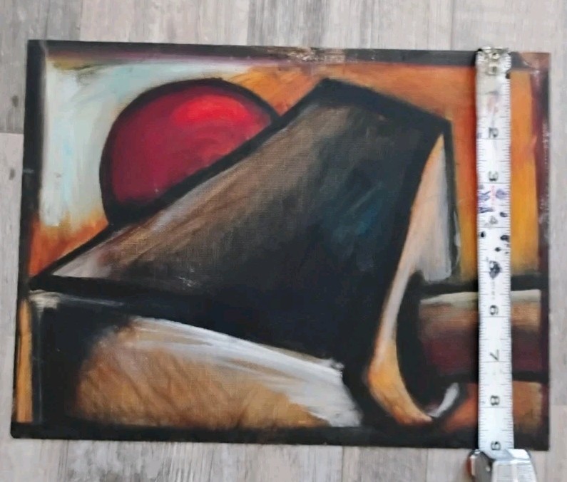 Original Contemporary Abstract Oil On Canvas Paper Painting Signed ’05 12″ X 9″