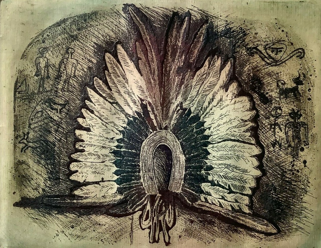 Parrata. Chalcography. Penacho, ca 1975. Original signed. Numbered