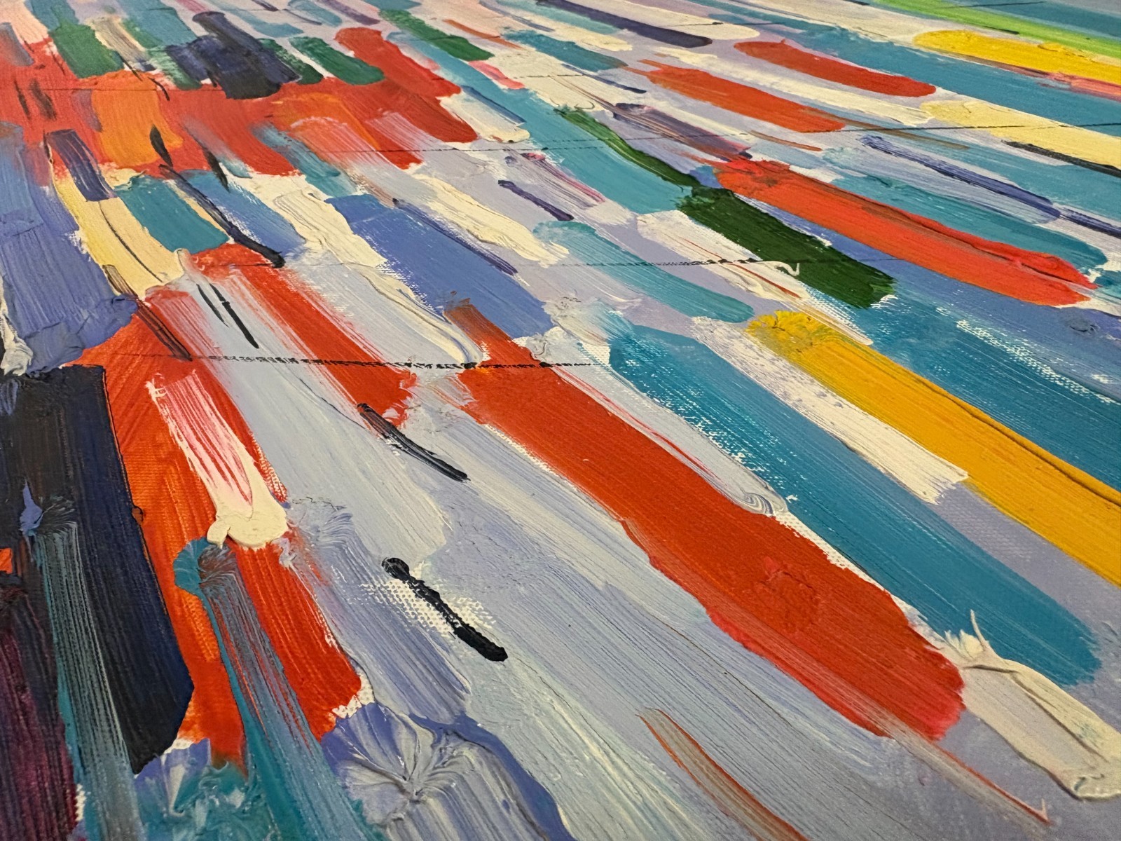 Abstract Expressionist Painting Colorful Impasto Canvas Framed & Signed Timothy