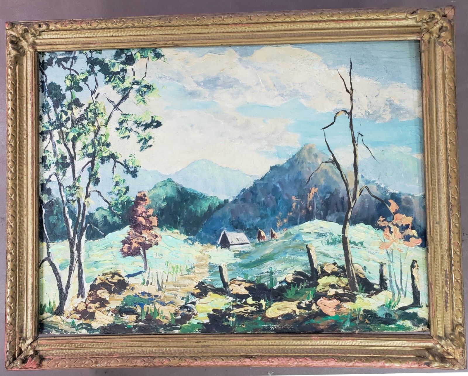 Antique Old Early California Oregon Impressionist Plein Aire Mountain Landscape