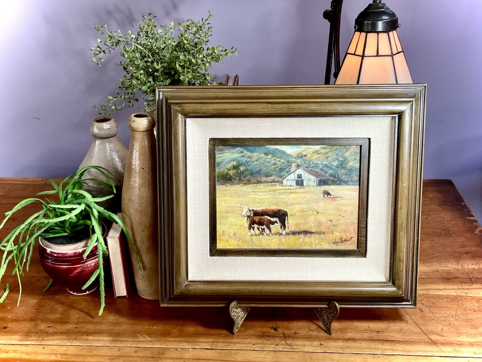 Nice! Jay Schmidt American Western Artist Signed – 11.5”x14” Framed Oil On Board
