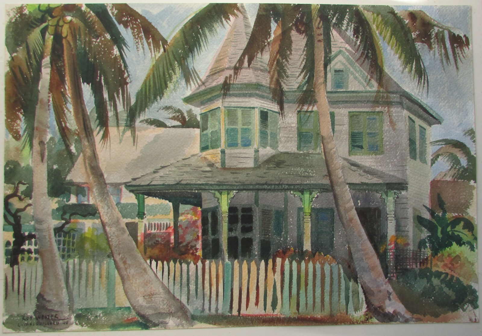 Louis Macouillard American Impressionist original Key West Florida house 1944