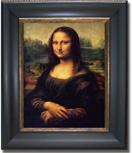 Black & Gold Framed Mona Lisa by Da Vinci Canvas Giclee Art (18 in x 15 in)