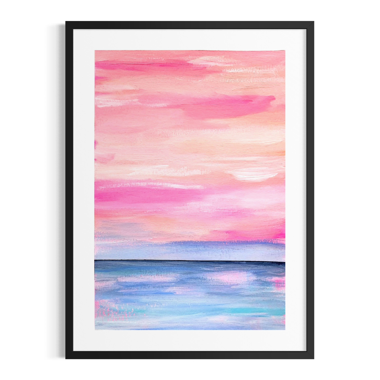 Original Seascape 9×12 Acrylic Painting Ocean Waves Sunset Wall Art Bedroom