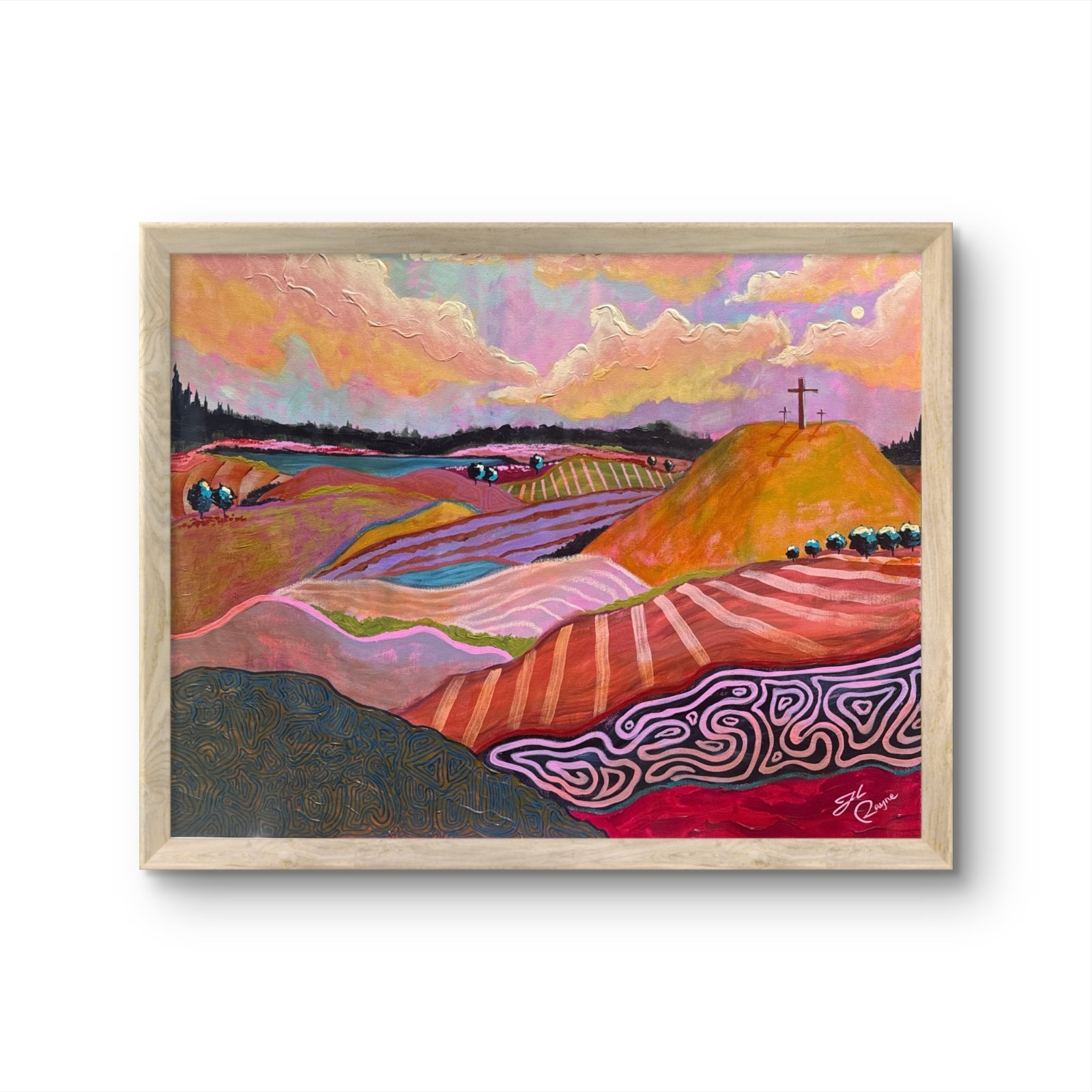 @FearlessPaints Christian Golgotha Landscape Farm 24×30 Canvas Original Painting