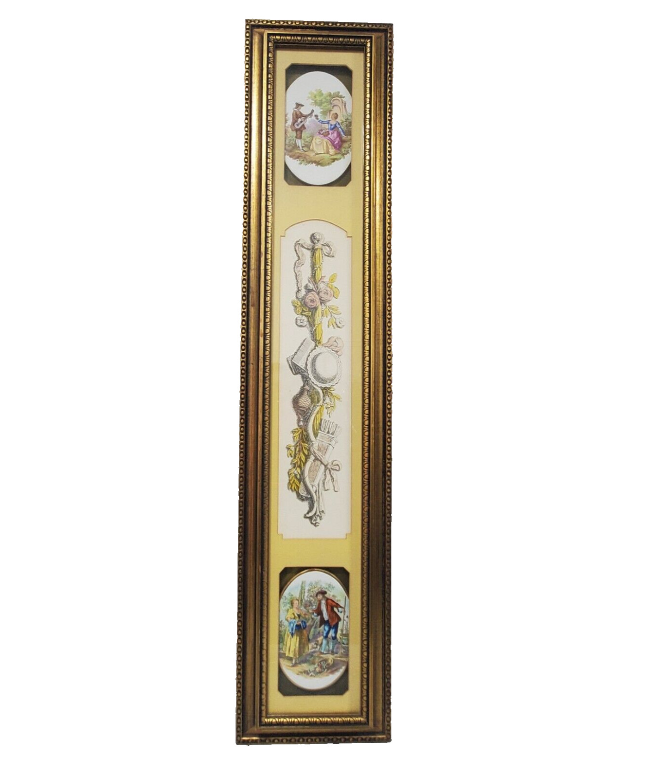 Vintage Andrew Kolb & Son Vertical Gold Framed Art Painting #1696 37 X 7.5