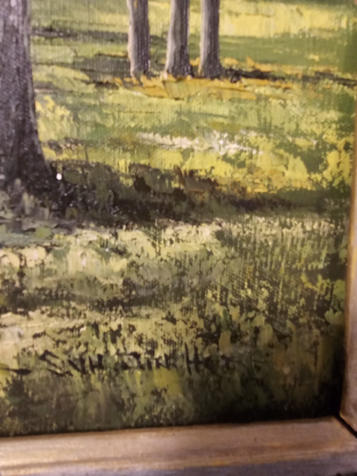 Original oil painting, Summer landscape Scene, Signed, Suh Jin Hee