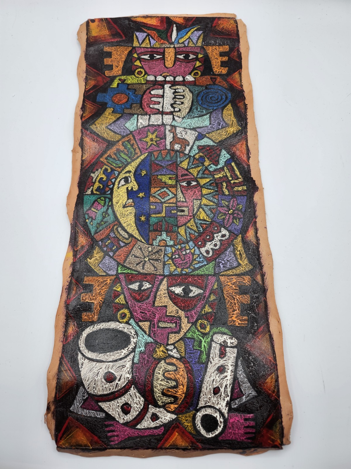 Original Painting Scratch Art VERY DETAILED Folk Traditional Acrylic Cusco Peru