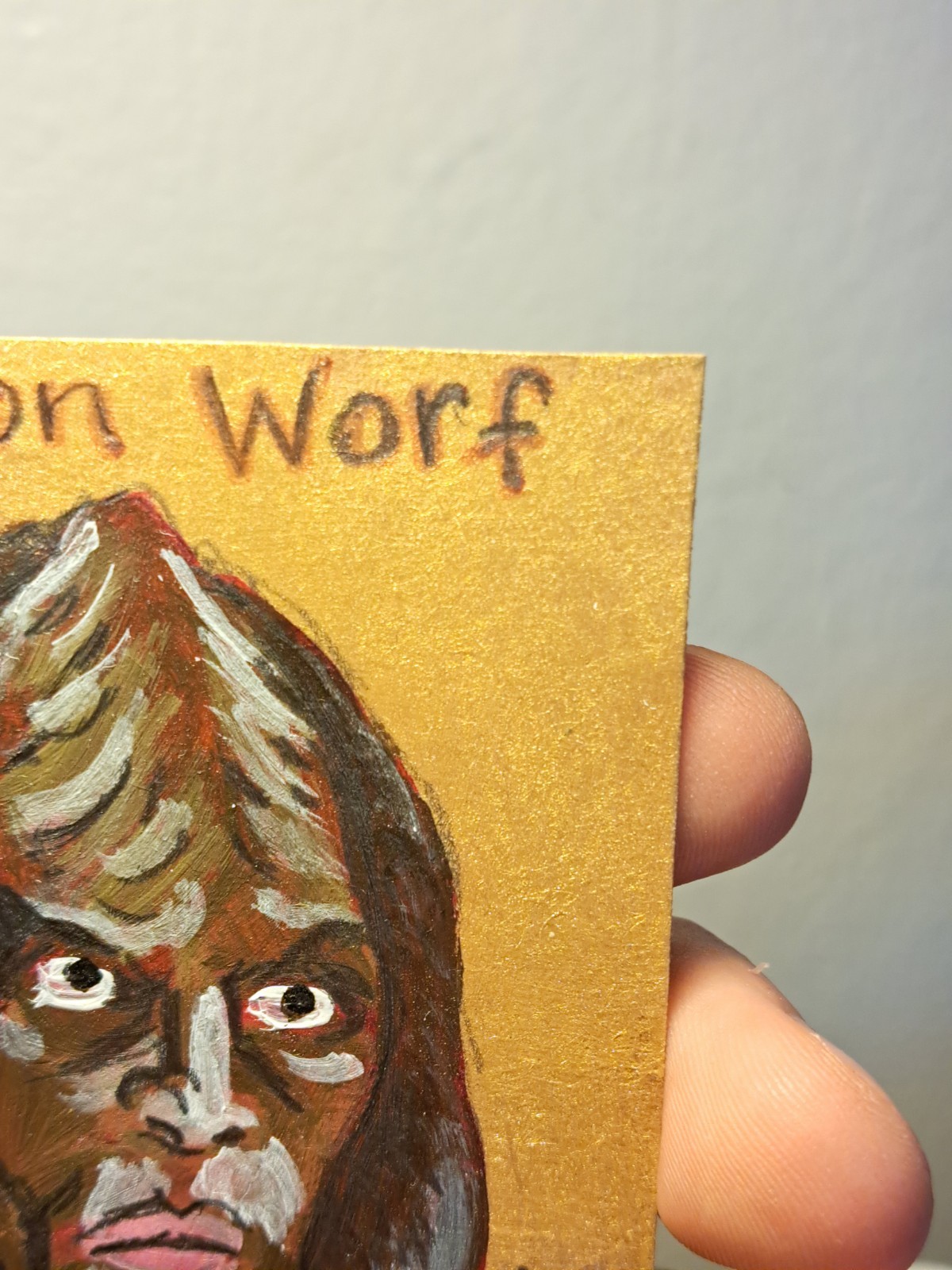 aceo original art card acrylic ink «Worf Star Trek» (ooak) Limit 1/1 signed OBO