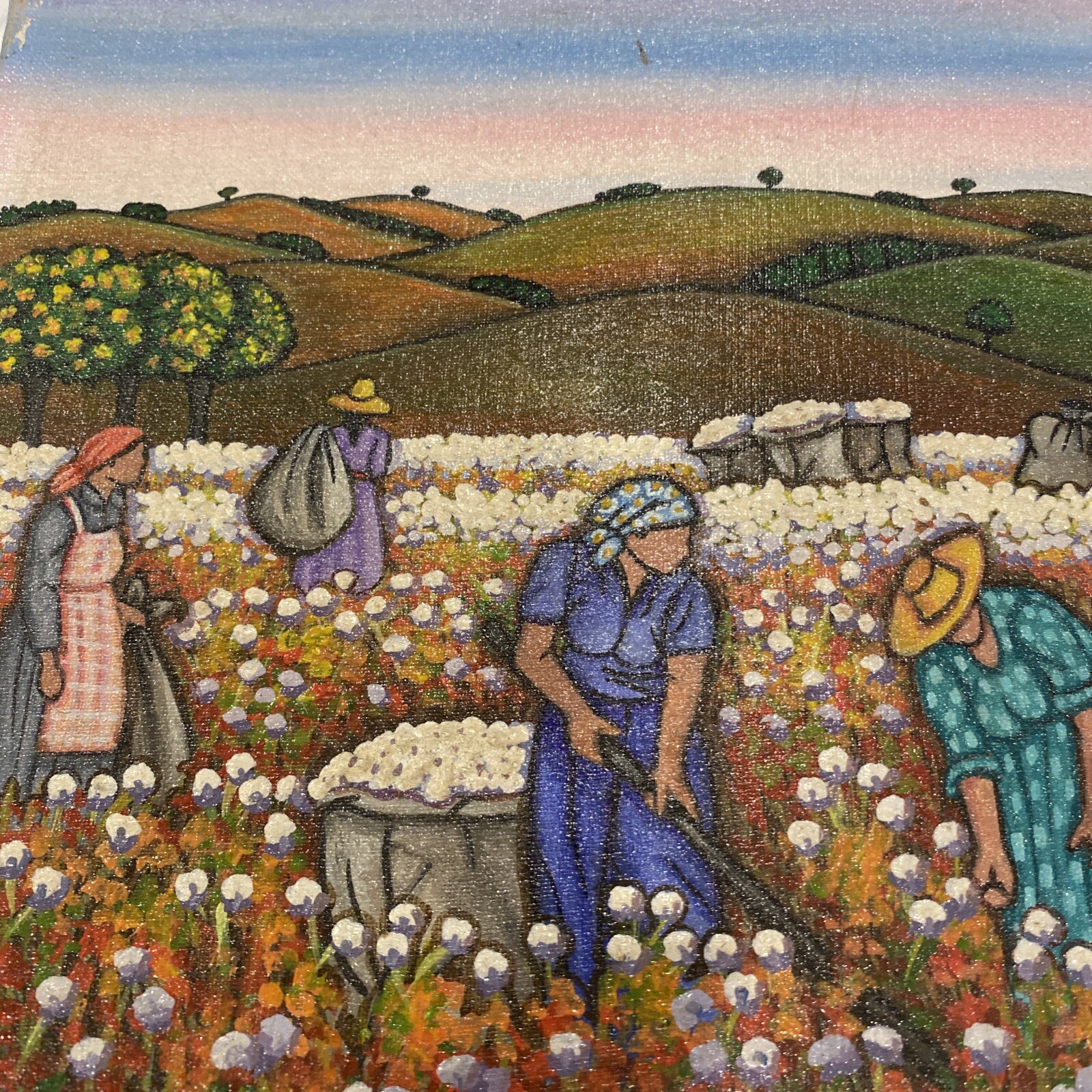 Original Brasil Cotton Fields Rio 95 Artist Signed Maria Do Carlo 1995 12.5 X 6