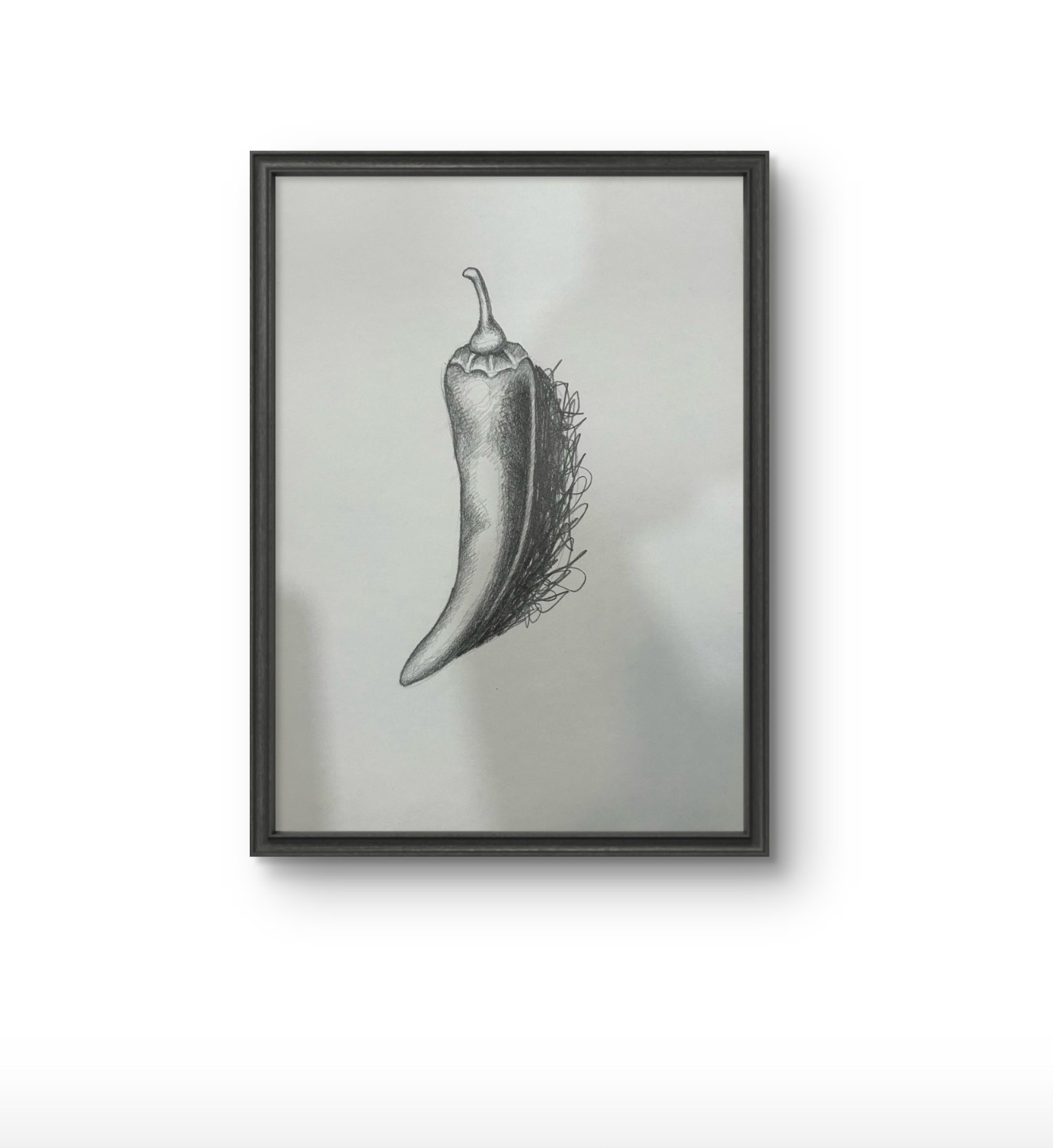 original charcoal drawing jalapeno still life 9×12 paper wall art home decor NEW