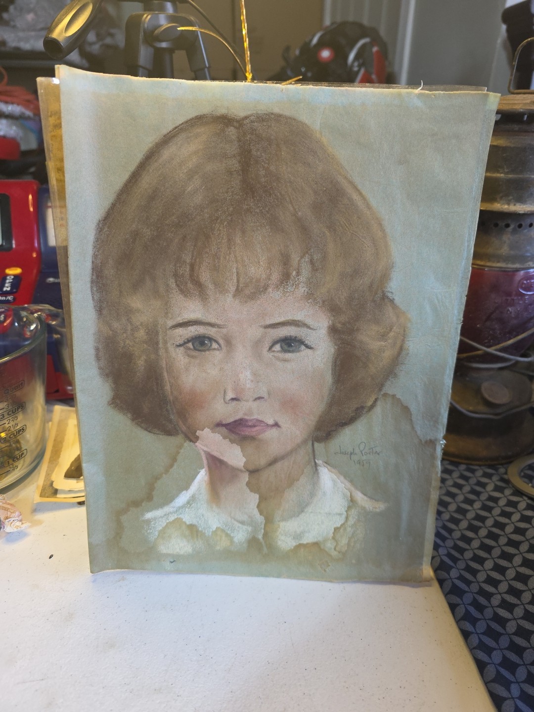 Original Joseph Porter Art. 1959, Signed. Water Damage. 9×12