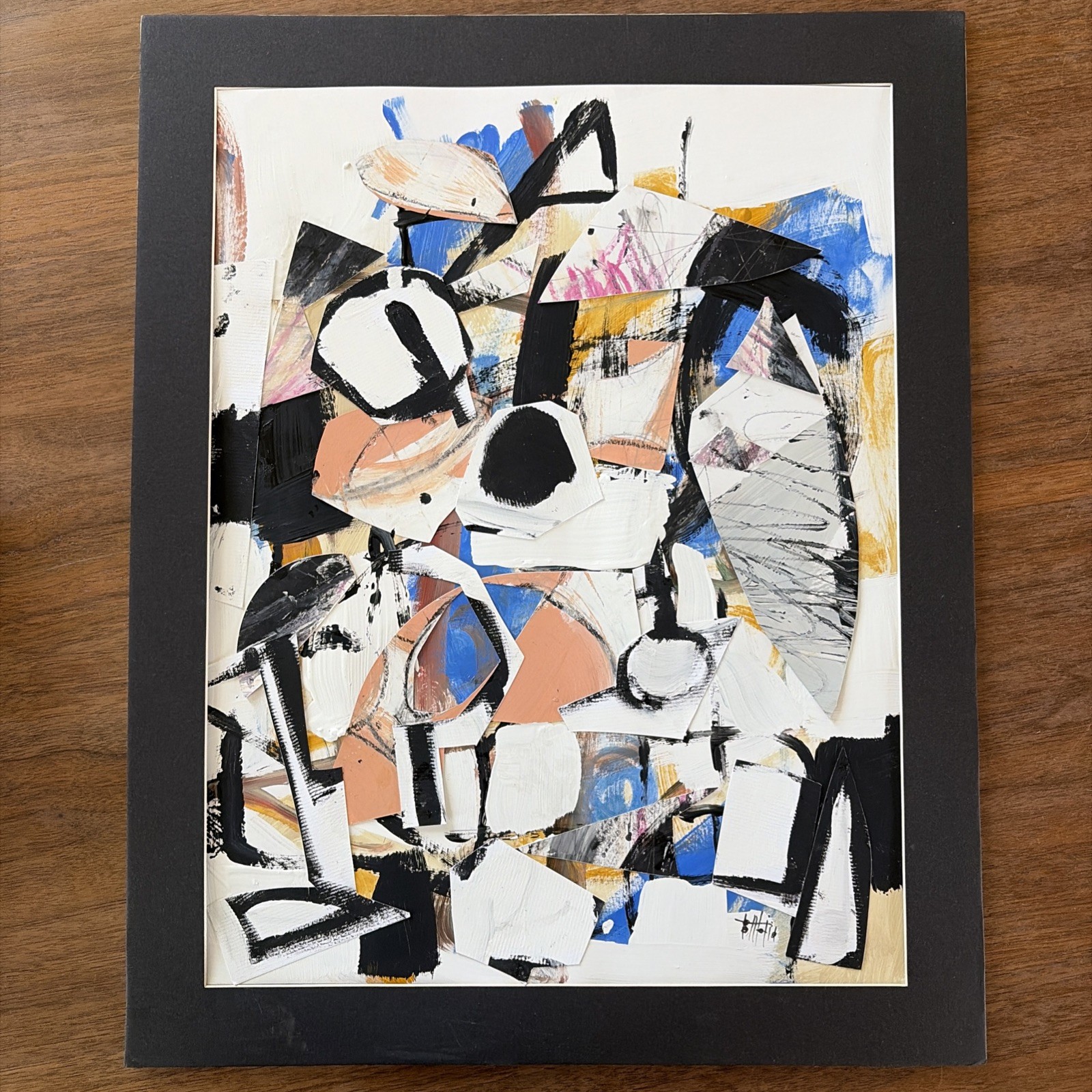 Beto Mejia Original Modernist Abstract Expressionist Art Painting Collage