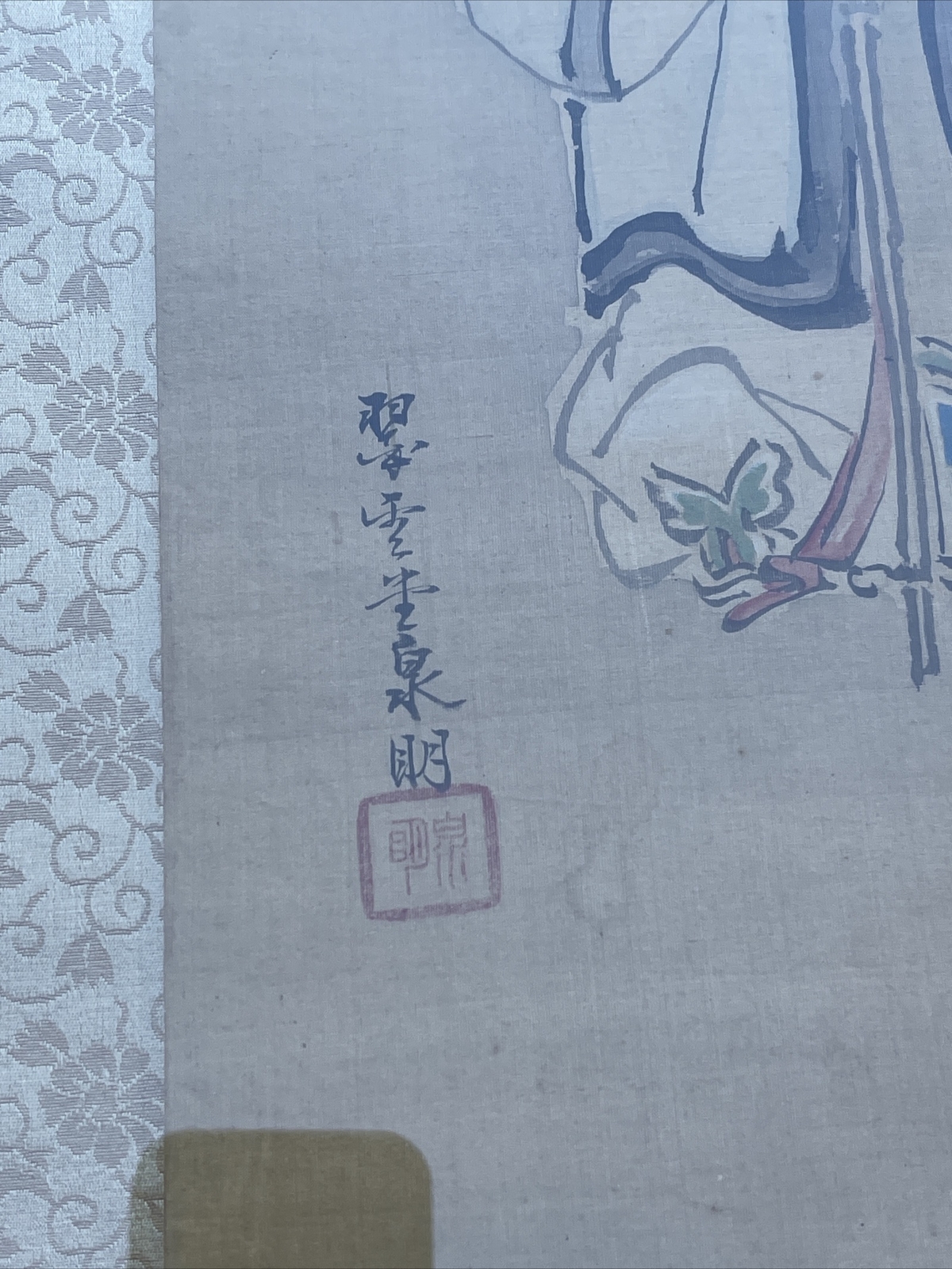 Chinese Ancestor Painting Scholar Art Scroll Art Asian Large Portrait Iconic Old