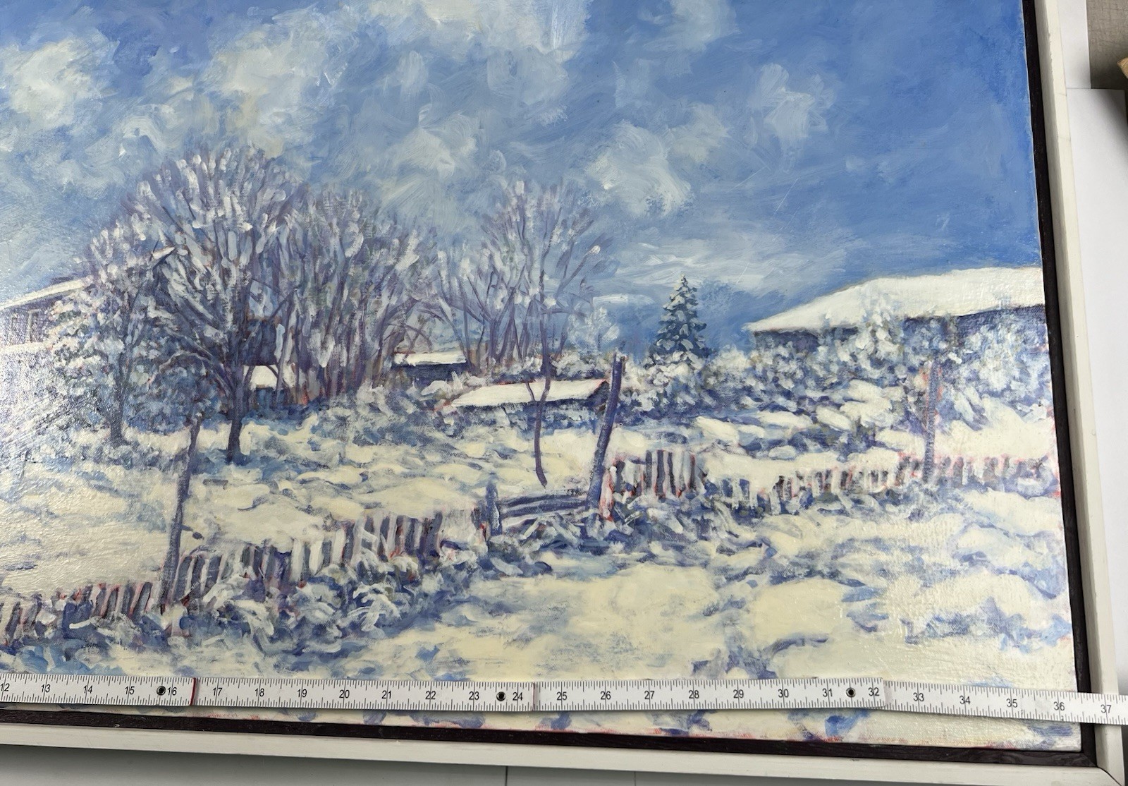 Donald J Wonderling Oil Painting «After a Wet Snow Storm» PA Winter Scene 26×38”