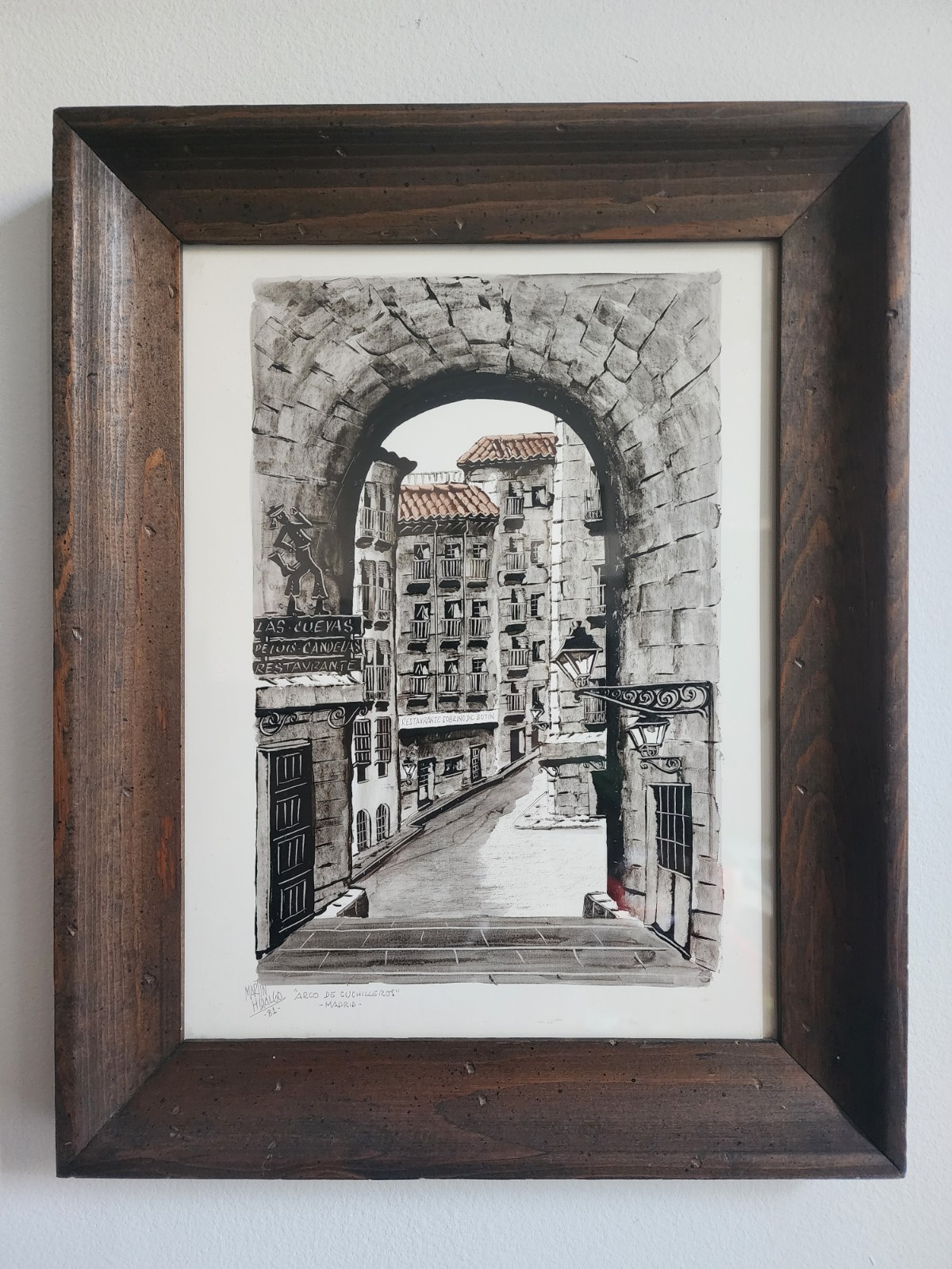 Juan Martin Hidalgo Arco De Cuchilleros MADRID 1981 Plaza Mayor Pen Ink Watercol