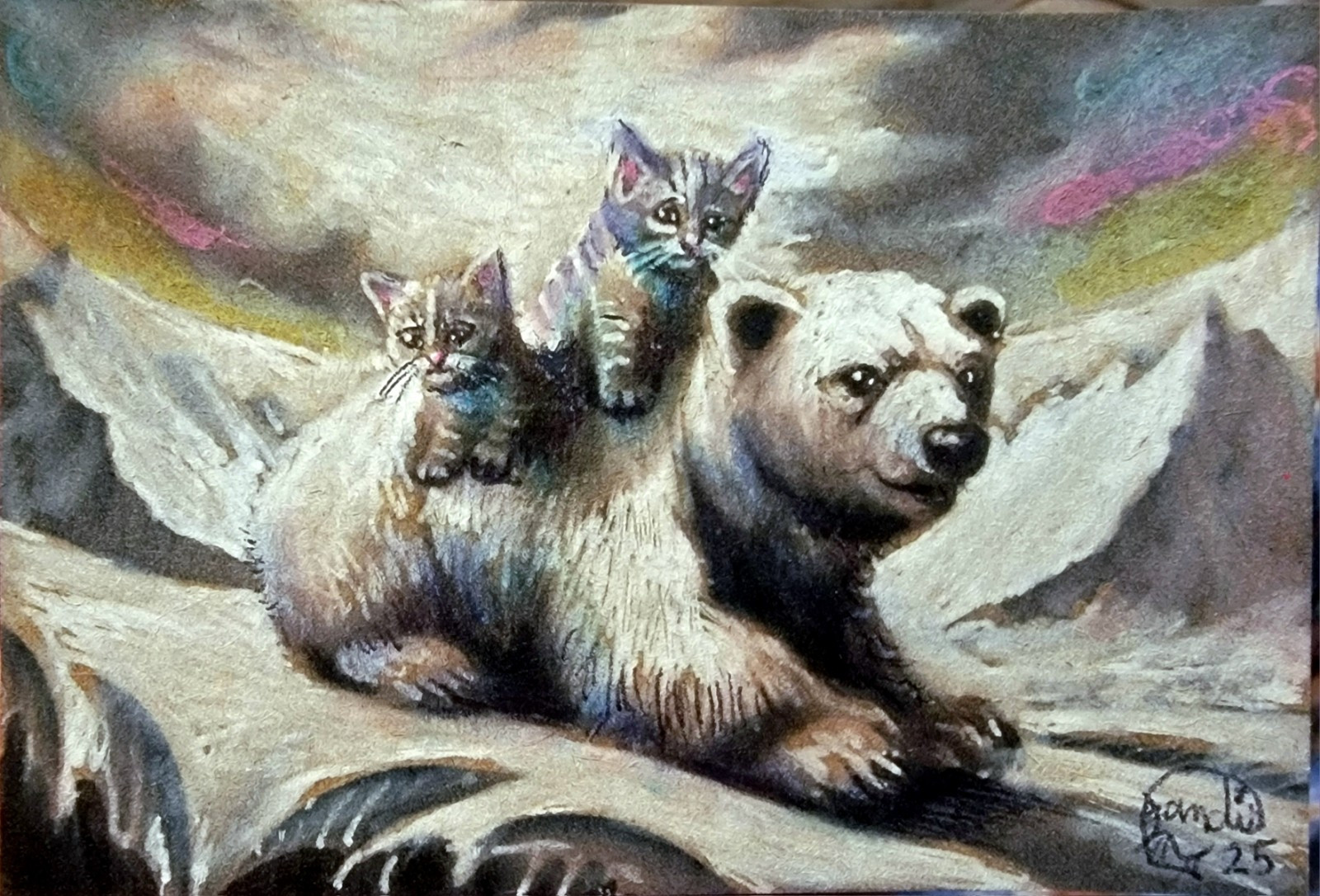 Jacob Landis HANDMADE ORIGINAL Whimsy ACEO Cute Kitten And Fan «A Cool Rest»
