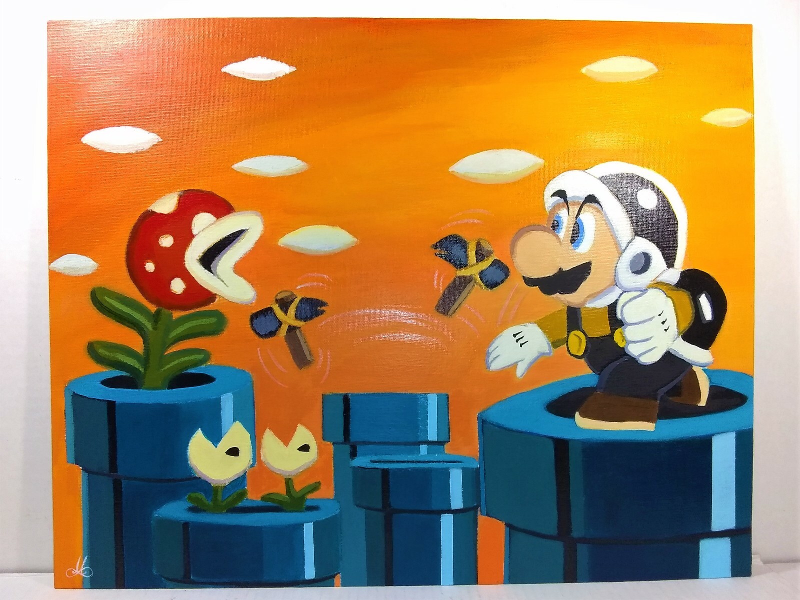 Super Mario Bros. Original One of a Kind Acrylic Painting Artist Seller