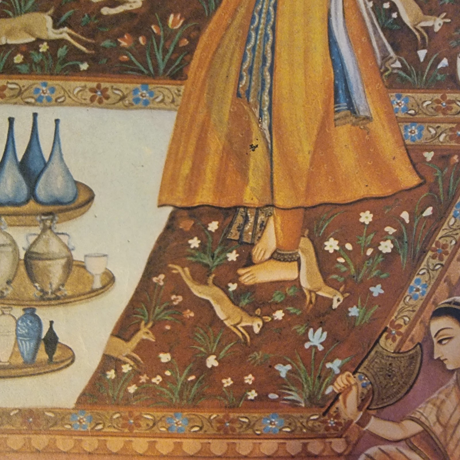 Large Antique Indian Orig Painting Prince Murad Bakhsh Spring Festival 29″ x 18″