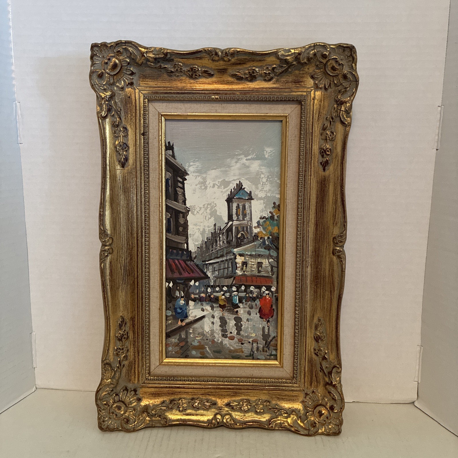 VTG Antonio DeVity Signed Oil on Canvas Painting. City Scene 17×12 Framed