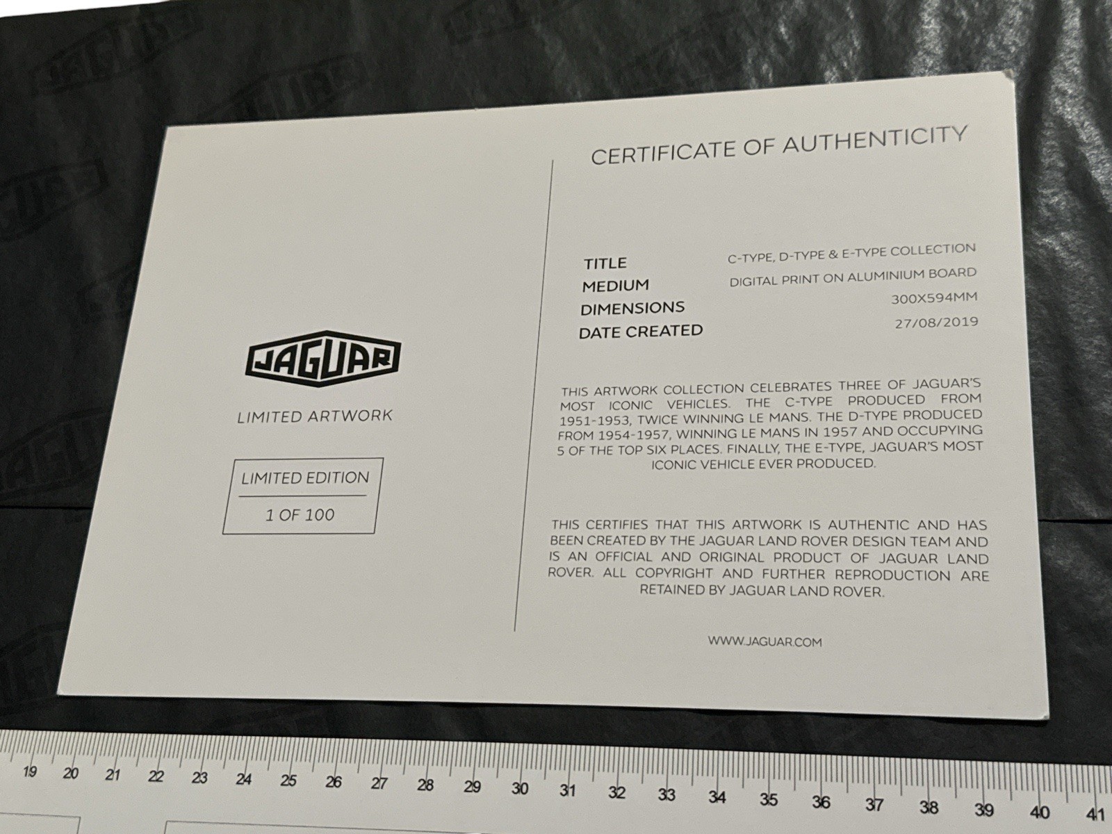 JAGUAR Limited Edition of 100 Artwork Digital Print on Aluminum Set of 3 w/ COA