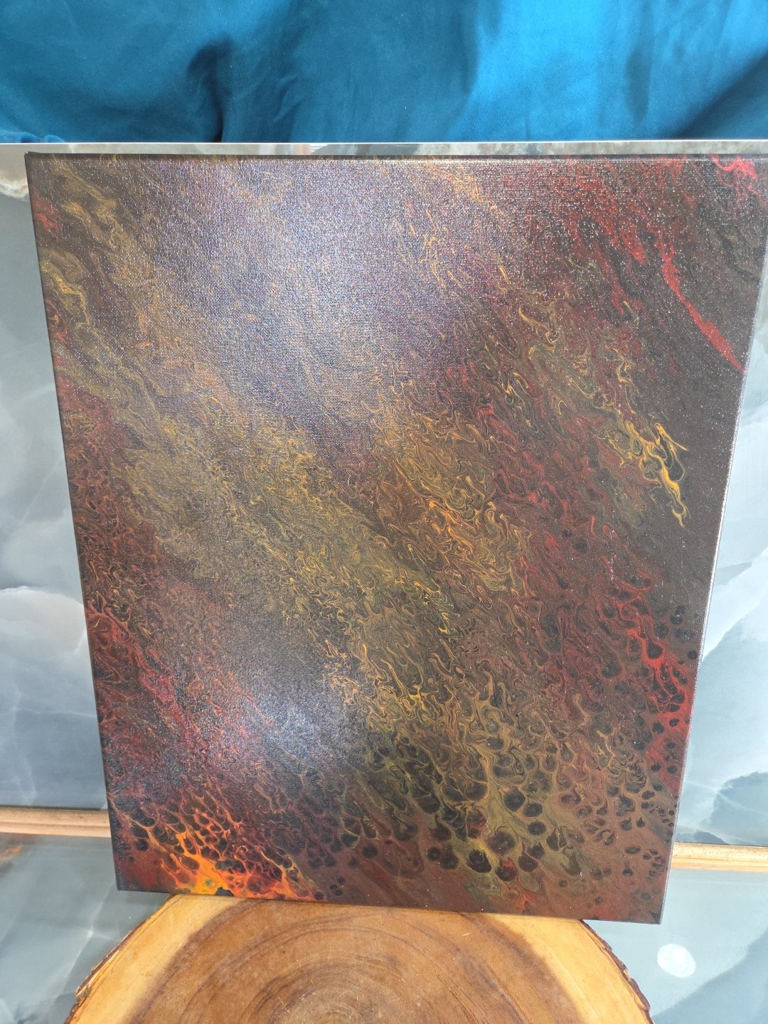 Original Abstract Art(16″ X 20″)Hand Painted Acrylic Canvas Art[Faded Flames]