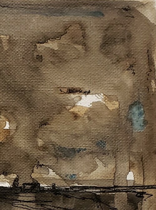 No.964 Original Abstract Modern Minimal Landscape Painting By K.A.Davis