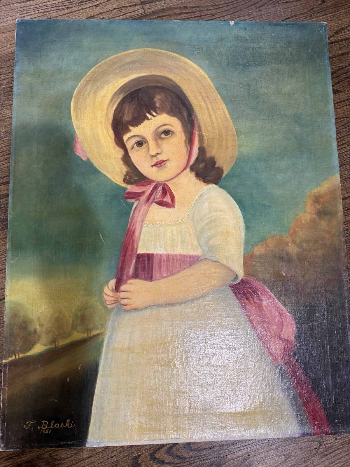 Vintage Painting By Blaski 1951 17.5 X 13.5 In