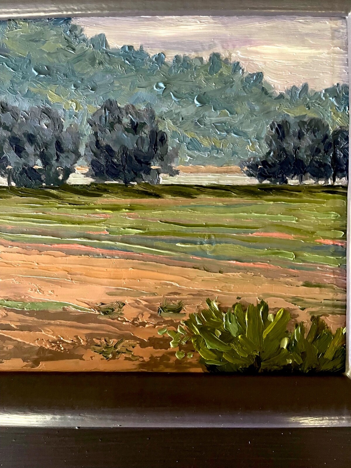 Signed Framed Original Impressionist Landscape Oil Painting – River View Farm