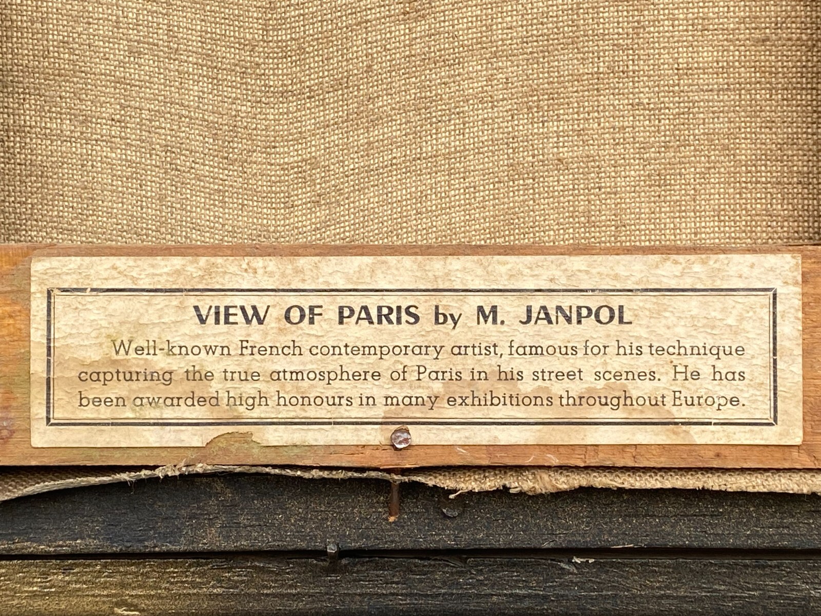 M. Janpol (French, 20th C), Mid-20th Cent. Original O/C «View Of Paris», Signed!
