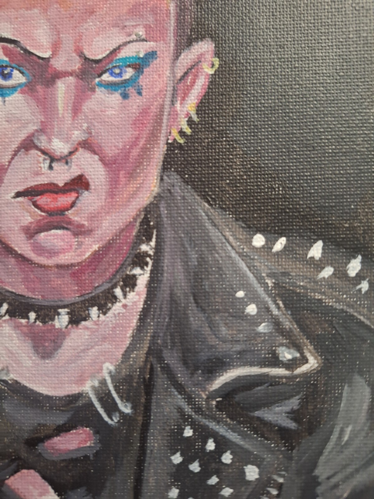 Original Signed 6×9 Punk Portrait Acrylic Painting Bold Impressionist Art