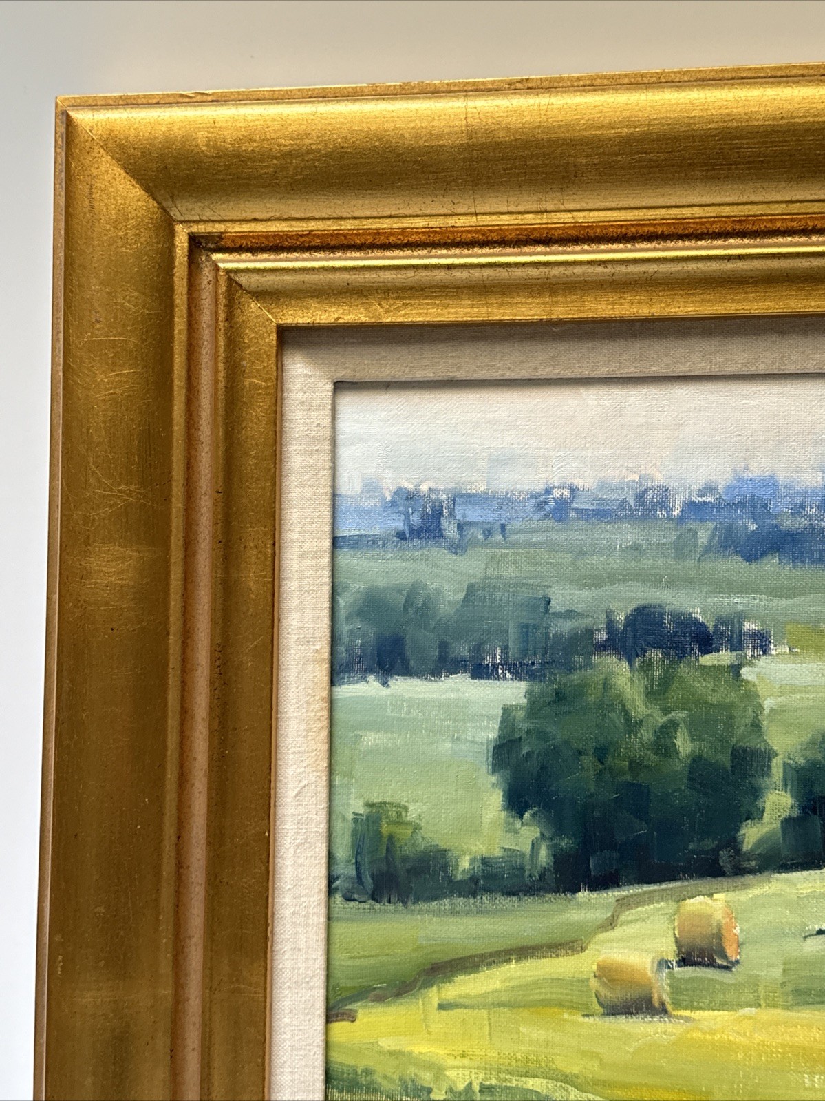 MARK GALE PAINTING IMPRESSIONIST FARM LAND HAY BAILS LANDSCAPE FAMOUS LISTED 16″