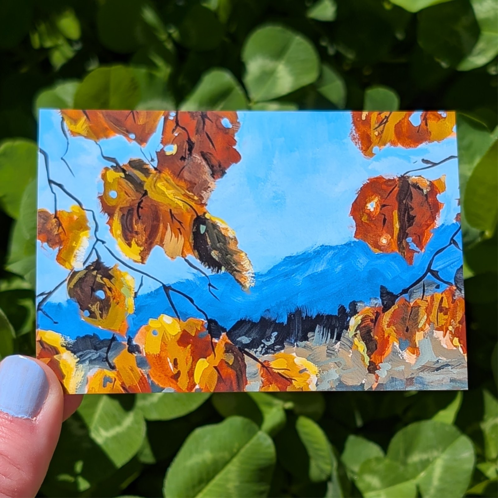 ACEO Print, Autumn Leaves Mountain Forest Colorado Landscape, 2.5″ x 3.5″