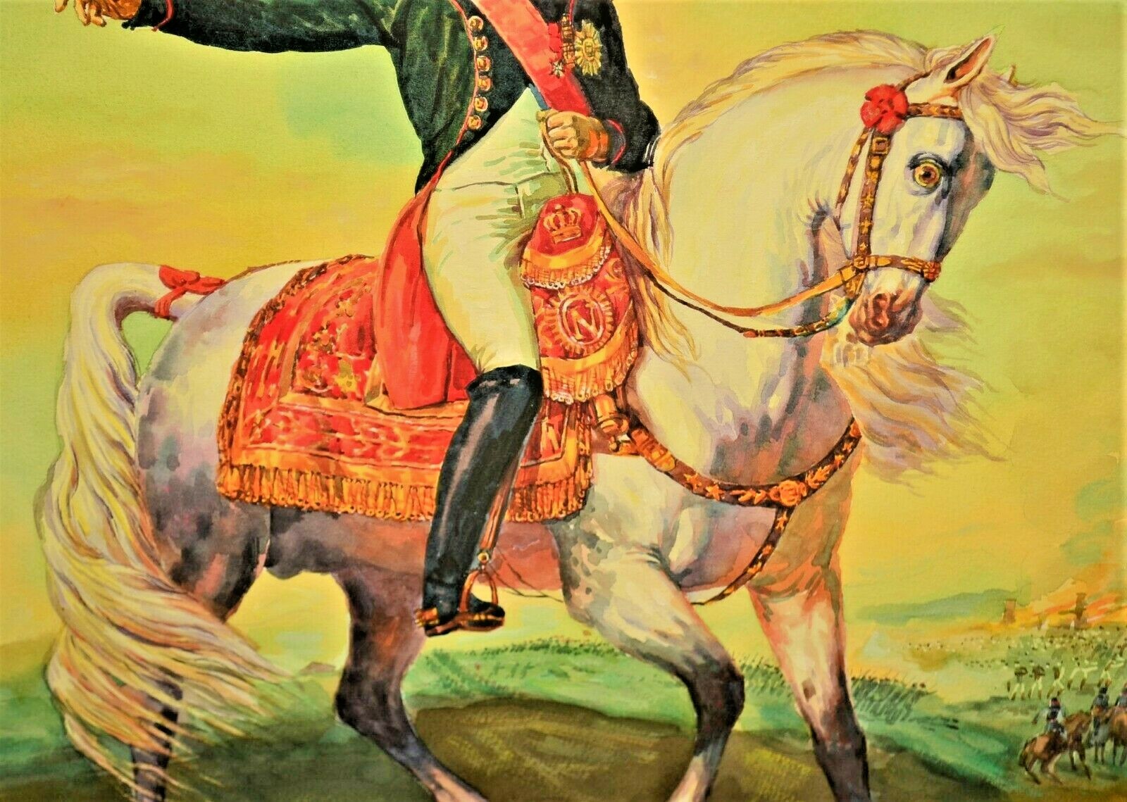 VICTOR GILBERT Original Signed Napoleon Portrait Landscape Watercolor Painting