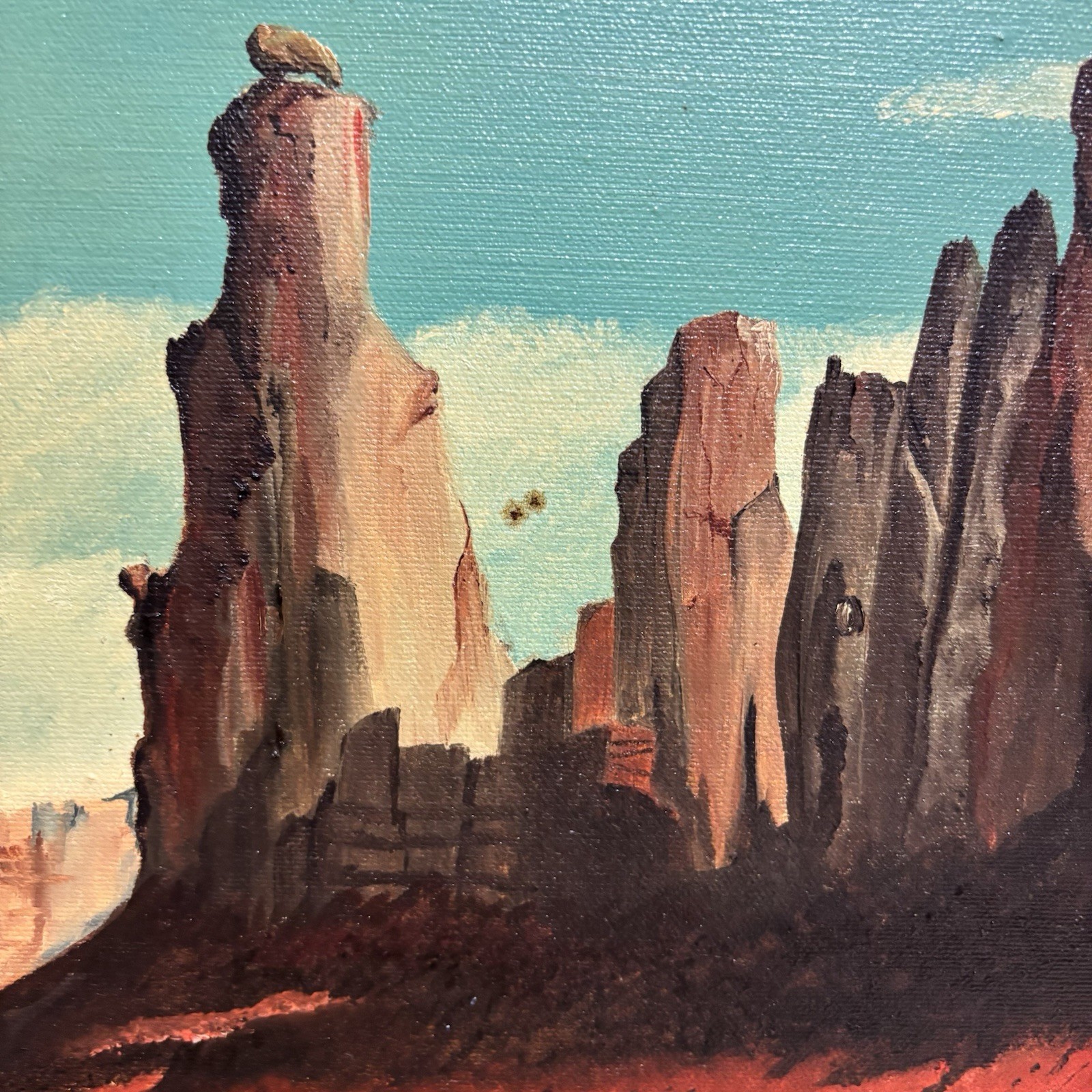 Vintage Morning Ride South Western Desert Landscape Canvas Oil Painting Horse
