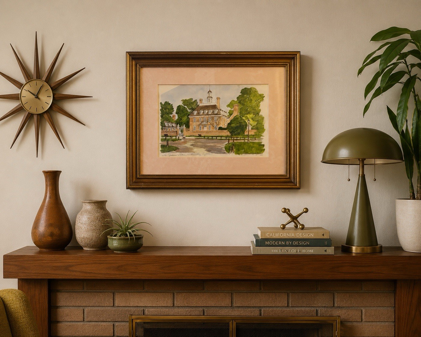 Charles H Overly Original Watercolor Governor’s Palace Williamsburg VA Framed