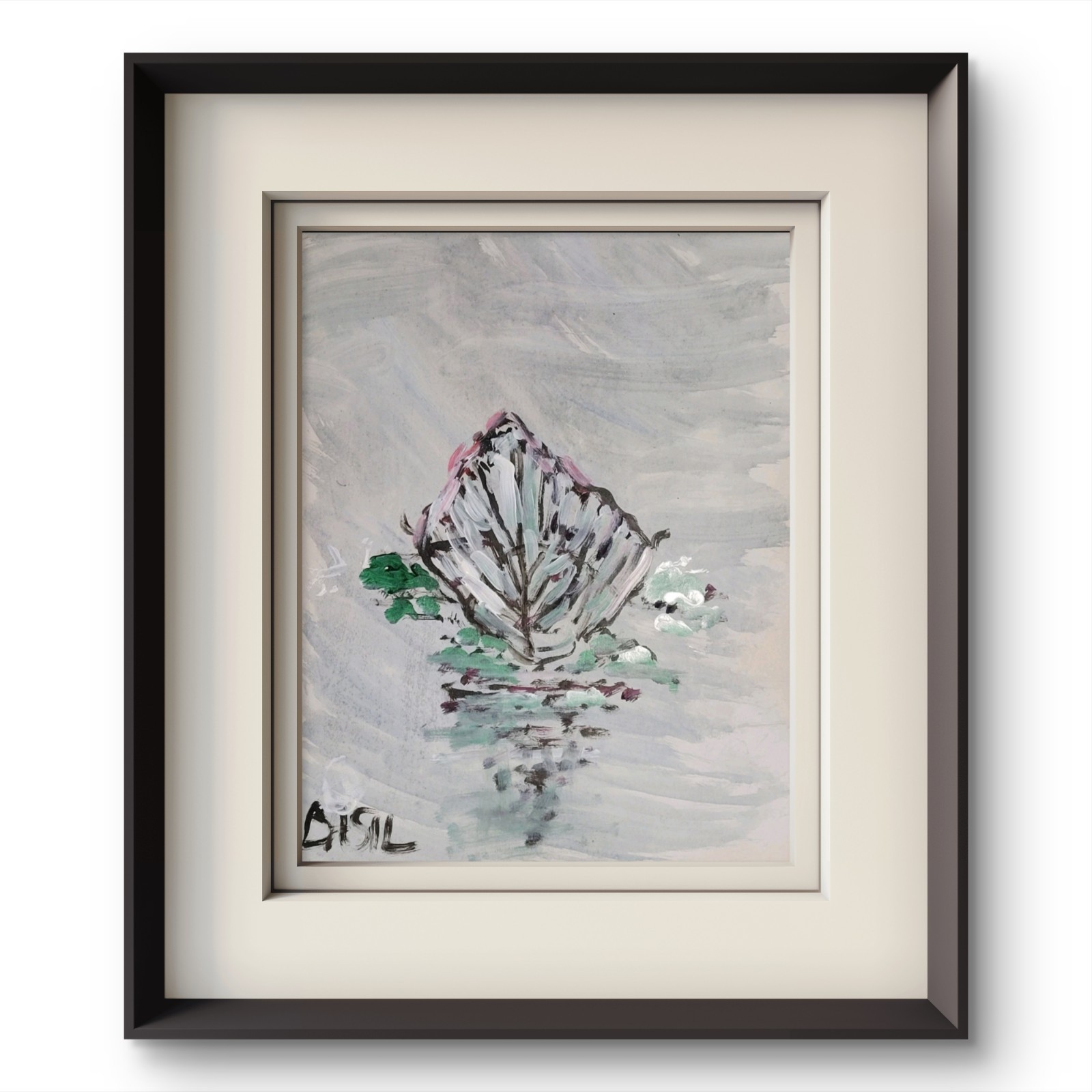 Abstract Expressionist Original Painting Canvas, Boat In Water