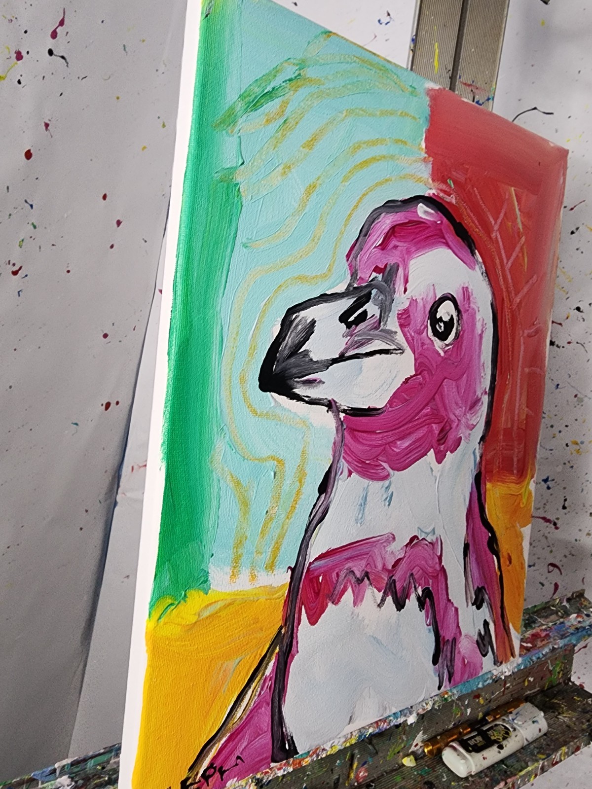 Aleph Hand Painted Textured Penguin 11×14 Animal Acrylic Canvas Home Decor