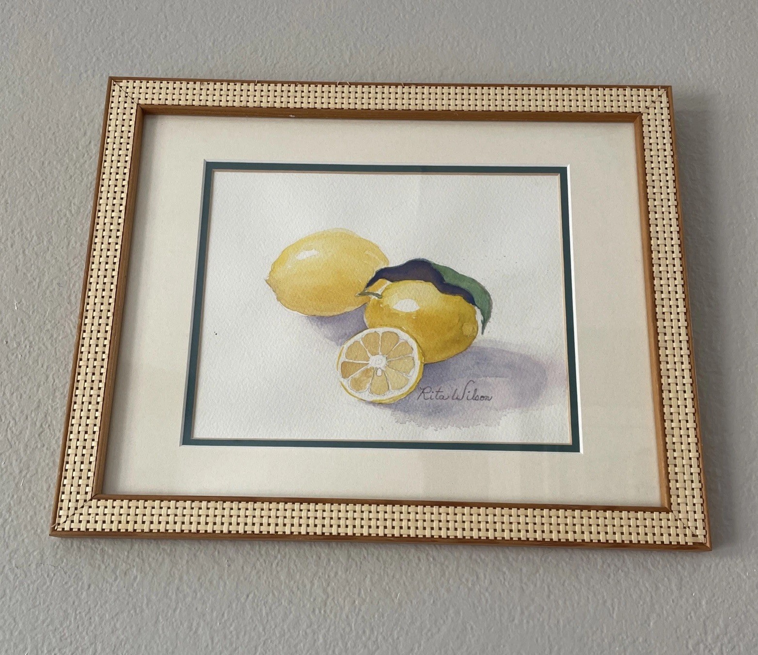 Lemons Watercolor Painting Still Life Art Signed by R. Wilson Kitchen Wall Decor