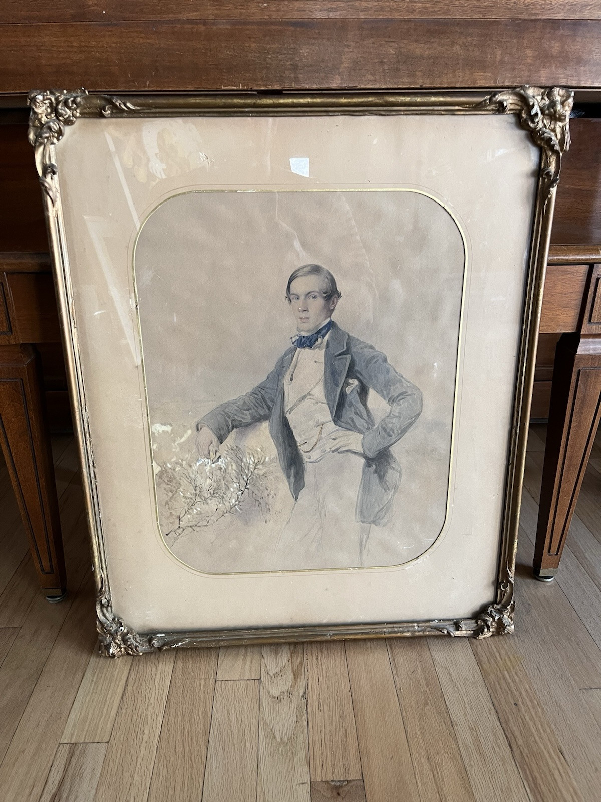 CHARLES-LOUIS BAUGNIET Original Signed Belgian Portrait Painting Gentleman 1847