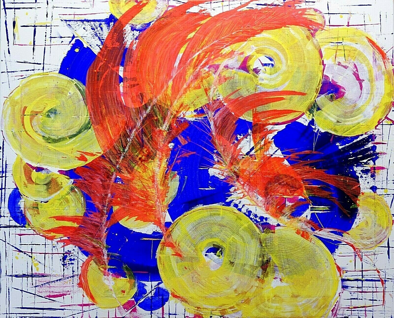 Anastasia Woron : » Phoenix, Reborn » – Acrylic Original Signed (39 3/8×31 1/2in