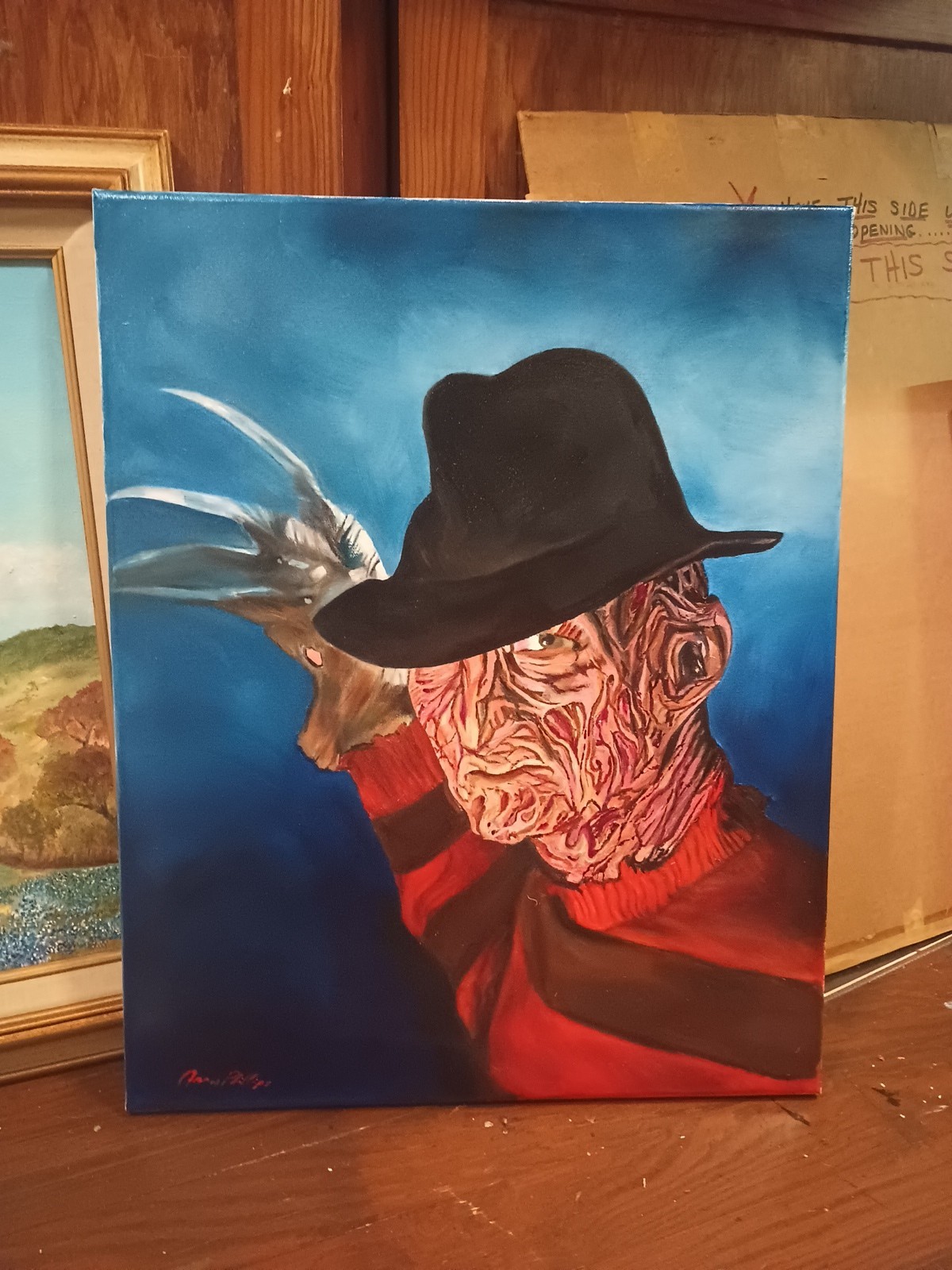 Authentic Freddy Krueger Oil Painting Nightmare Elm Street Horror 16×20