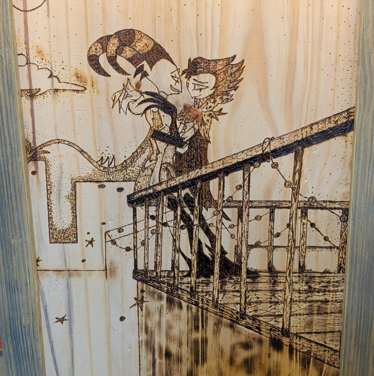 cartoons, helluva boss Wood burning, custom hand made. 1 of a kind.