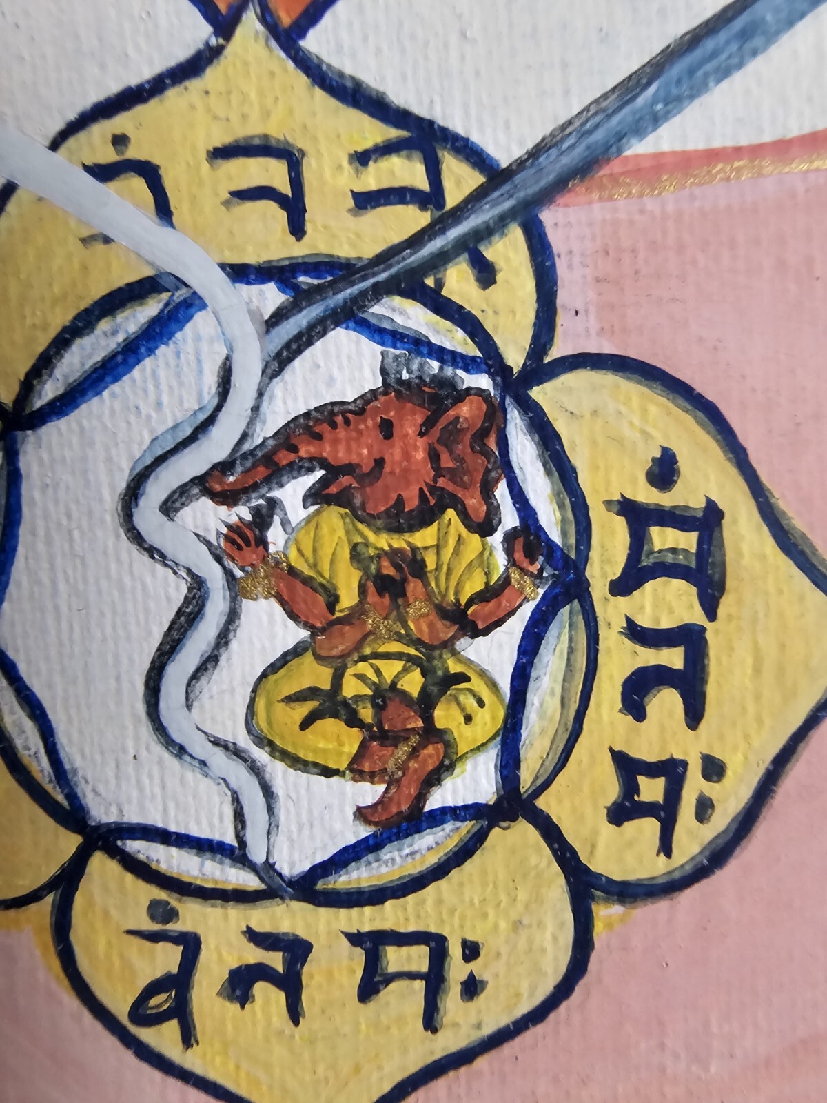 Large Vintage Original Buddhist Chakra Painting 26×19 Framed Meditation Art 1/1